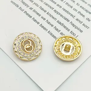 Botones de Metal con diamantes de imitación para abrigos, botones metálicos personalizados con logotipo, 18mm/16mm/14mm