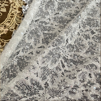 Tissu en dentelle Chantilly blanc écologique, vintage et élégant, orné de perles et de paillettes, pour robes de mariée, chaussures et sacs de luxe