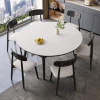 Table à manger de luxe d'inspiration italienne, effet pierre, style moderne minimaliste nordique, bois massif extensible, carrée à ronde