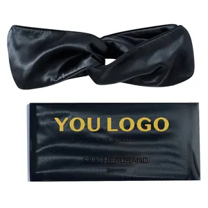 Wholesale Custom LOGO Head Wraps Hair Band 100% mulberry Silk Headband For Women luxury silk headband