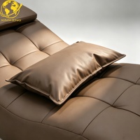 Table de massage et de soin des cils de luxe, en cuir PU marron, base croisée dorée, hauteur réglable, pour usage commercial