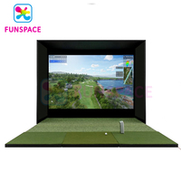 Funspace Simulateur de sport d'intérieur intelligent Simulateur de golf avec écran interactif Projection Équipement de simulation de jeu de golf numérique
