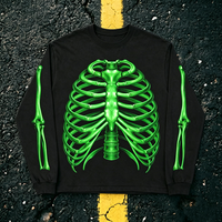 T-shirt à manches longues en coton épais avec impression DTG graphique personnalisée, style urbain streetwear 100% coton