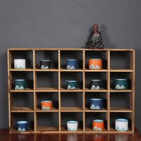 Juego de Tazas de Té de Cerámica China con Elementos Retro, Cinco Tazas, Juego de Té de Porcelana Kung Fu con Caja de Regalo de Lujo para Festivales y Regalos Empresariales