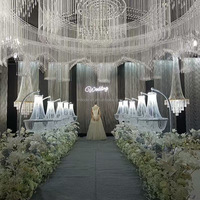 Nouveau lustre de rideau acrylique de mariage avec support en fer plomb de route pour la décoration de salle d'événements de mariage