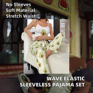 Elegantes Zweiteiliges Damen-Pyjama-Set mit Ärmellosem Oberteil und Langer Hose aus Weichem Stoff und Wellenförmiger Elastischer Taille für Sommer und Herbst - Product Image 2