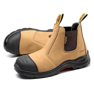 Bottes <span class=keywords><strong>de</strong></span> sécurité pour hommes à embout plastique, style Chelsea, marron, haute qualité, en stock, chaussures <span class=keywords><strong>de</strong></span> <span class=keywords><strong>travail</strong></span> personnalisées, hiver, antistatiques - Product Image 5