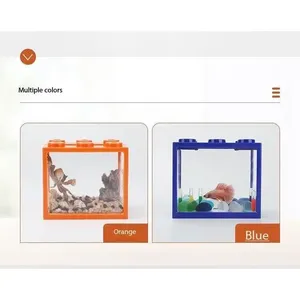 Acuario de escritorio de bloques de construcción para peces Betta, terrario de alta transparencia con micro paisaje y bola de algas marinas - Product Image 1