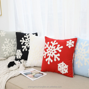18x18,Cotton Christmas Blessing Throw <strong>Pillow</strong> Cover for Bed Sofa Cushion Car <strong>Snowflake</strong> Embroidered Pillowcases - Product Image 6