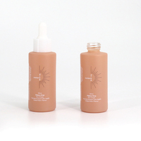 Flacon Pompe de Luxe Vide Rond Givré Mat pour Sérum Visage 30ml 50ml 100ml Bouteille Compte-gouttes en Verre pour Huile Essentielle avec Boîte