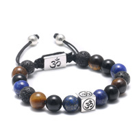 Bracelet pendentif OM par Hindu Yoga bouddhisme bijoux en acier inoxydable mode chaîne lien bracelets pour femmes hommes amulette perles de charme