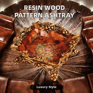 Classic Style Resin Wood Pattern Ashtray for <b>Family</b> Hotel Table <b>Ornaments</b> - Product Image 2