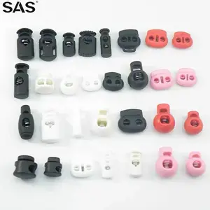 SAS yeni özel tasarım Logo çok renkli bir delik iki delikli İpli kordon kilidi plastik stoper
