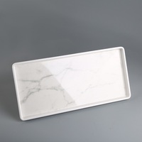 Plateau rectangulaire à motif marbré, design moderne en plastique, plateau décoratif pour table à manger, passe au lave-vaisselle, sans BPA