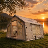 Tente Cabine Gonflable à Montage Rapide, 8 m² Spacieuse pour Famille, avec Fenêtre Panoramique, Auvent et Fenêtres en Maille