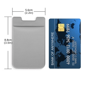 Adhesive Card Holder with RFID Blocking Sleeve Stick-On Stretchy Lycra Mobile Credit Card Holder for Cell Phone - Product Image 5