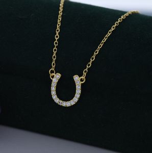 18K Gold Plated 316L Stainless Steel CZ Horseshoe Necklace Adjustable 16'' - 18'' - Cute <strong>Quirky</strong> and Fun <strong>Jewellery</strong> Horse Necklace - Product Image 3