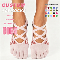 Chaussettes de yoga et de Pilates personnalisées avec logo, à bout ouvert et à lanières, antidérapantes de qualité supérieure pour l'entraînement en studio