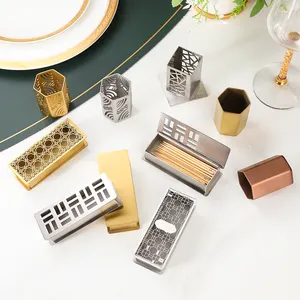 Customized High Quality Factory Price Hollow Stainless Steel Brass Toothpick Box Simplified Fruit Pick Box