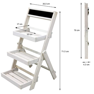 Estante para Plantas <span class=keywords><strong>de</strong></span> Madera Blanca Estilo Shabby Chic con Tablero <span class=keywords><strong>de</strong></span> Tiza y Diseño <span class=keywords><strong>de</strong></span> Flores, Durabilidad Duradera - Product Image 2