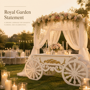 Chariot <span class=keywords><strong>de</strong></span> Mariage Pliant Grand Modèle Royal avec Auvent, pour Événements, Fêtes, Table <span class=keywords><strong>de</strong></span> Présentation, Chariot à Fleurs et Chariot à Bonbons sur Roues - Product Image 1