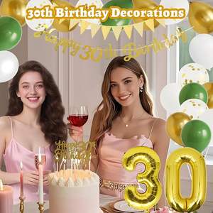 Kit <span class=keywords><strong>de</strong></span> decoraciones <span class=keywords><strong>de</strong></span> <span class=keywords><strong>cumpleaños</strong></span> <span class=keywords><strong>30</strong></span> con <span class=keywords><strong>30</strong></span> números <span class=keywords><strong>de</strong></span> globos Topper <span class=keywords><strong>de</strong></span> <span class=keywords><strong>pastel</strong></span> feliz <span class=keywords><strong>30</strong></span> globos dorados blancos verdes salvia <span class=keywords><strong>para</strong></span> hombres y mujeres - Product Image 6