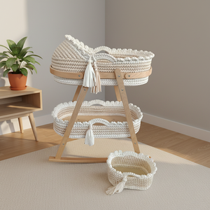 Panier à langer pour bébé en coton crocheté, style bohème moderne, écologique, fait sur mesure, imperméable, ovale, avec <span class=keywords><strong>rangement</strong></span> - Product Image 6