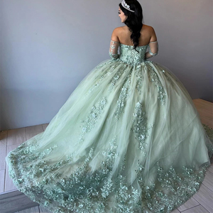 Mily mariée MQ109 hors épaule robes de Quinceanera robe de bal manches amovibles doux 16 vestidos de appliques anniversaire princesse - Product Image 5