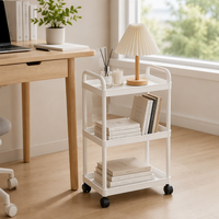 Chariot de rangement mobile à 3 niveaux en métal moderne pour salon, étagère à collations