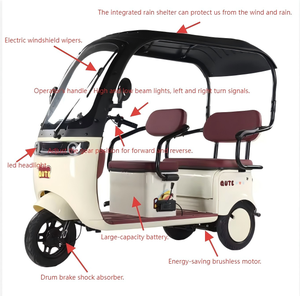 Triciclo de Tres Ruedas Abierto, Motocicleta Eléctrica de 60V, Scooter de Movilidad con Cubierta, Bicicleta de 3 Ruedas con Toldo Parasol, Puede Transportar Múltiples Pasajeros - Product Image 3
