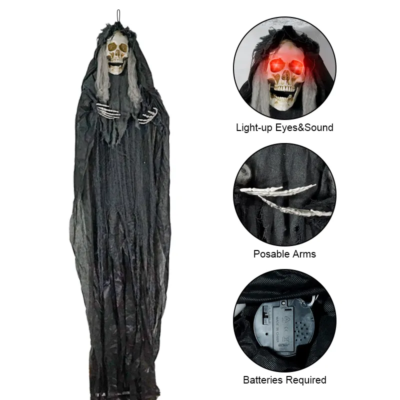 Dekorasi pesta Halloween Pos alat peraga yang bisa animasi suara menakutkan mata yang realistis trik bercahaya atau memanjakan hantu pengantin dengan lampu