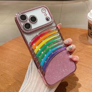 Custodia per telefono Glitter Rainbow Quicksand, <span class=keywords><strong>Cover</strong></span> protettiva galvanizzata per <span class=keywords><strong>iPhone</strong></span> 17 Pro Max e Samsung S25 Ultra - Product Image 3