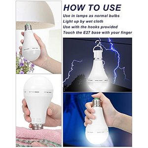 Có thể sạc lại ánh sáng bóng đèn khẩn cấp dẫn ánh sáng Bóng Đèn Pin sao lưu bóng đèn với treo móc E27 basefor nhà mất điện - Product Image 3