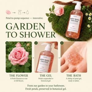 Gel Douche Pétales de Fleurs 300ml Rose Jasmin Camomille Nettoyant Doux Hydratant Éclat Lissant OEM - Product Image 4