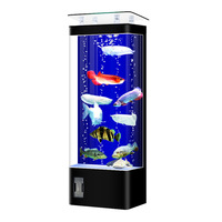 Aquarium en verre pour salon, petit et moyen, sur pied, avec filtre arrière, carré, vertical, sans changement d'eau, 2 ans