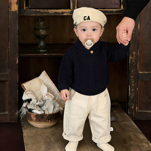 <span class=keywords><strong>Pull</strong></span> pour bébé début de printemps 2026, ensemble printemps-automne, style Old Money pour garçon, tricot doux en acrylique, polyvalent et décontracté - Product Image 1