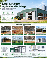 Bâtiment de stockage agricole préfabriqué en acier, prêt pour l'énergie solaire, abri pour équipement agricole, garage pour machines, conception personnalisée