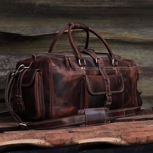 Stylish Full Grain <b>Leather</b> Travel Duffle with Buffalo <b>Leather</b> Toiletry <b>Bag</b> for <b>Men</b> Premium <b>Weekend</b> Luggage Set for Business Trip - Product Image 5