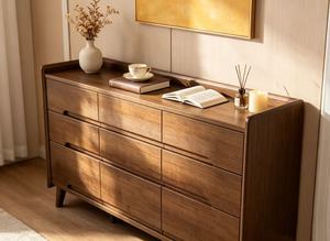 New Arrival Walnut Wood 9-Drawer Dresser <b>Chest</b> of Drawers for Bedroom <b>Storage</b> - Product Image 5