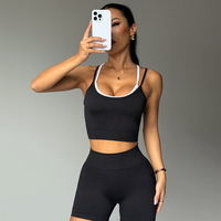 Soutien-gorge de sport à maintien élevé et contrastant pour femme, idéal pour le fitness, le yoga, l'entraînement et la gym, avec logo frontal, style débardeur