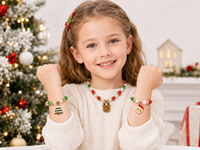 Kit de fabrication de bracelets de Noël DIY, ensemble de 12 compartiments de perles rouges et vertes avec breloques émaillées de Noël et perles nacrées pour la création de bijoux
