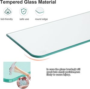 Estantes de Ducha Flotantes de Vidrio Templado para Baño, Modernos, Esquineros, Resistentes, Acabado Cromado, Ecológicos, Garantía de 3 Años, Sin Perforación - Product Image 4