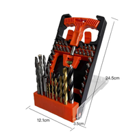 RISING – Lot de 50 forets hélicoïdaux HSS4241 avec étui de rangement pour le perçage de la maçonnerie, du métal et du bois – Bord revêtu de titane et affûté