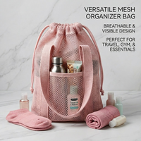 Ensemble de sacs à cordon en maille légère, pochette de rangement respirante pour articles de toilette de voyage, idéale pour la gym, la natation et les essentiels sportifs