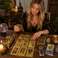 Cartes de tarot exquises en feuille d'or, jeu de tarot mystérieux avec guide pour débutants, design luxueux avec estampage à chaud
