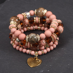 Nuevas Pulseras Boho de Moda para Parejas, Personalizadas, Elásticas, Coloridas, con Cuentas en Forma de Corazón, Hechas <span class=keywords><strong>a</strong></span> Mano, Apilables, de Plástico y Aleación de Zinc, Venta al Por Mayor de Fábrica - Product Image 3