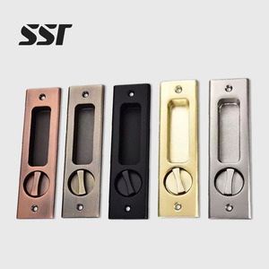 6.3 inches approximately 16.0 cm privacy pocket door lock <b>hardware</b> invisible recessed handle sliding door mortise lock with key - Product Image 1