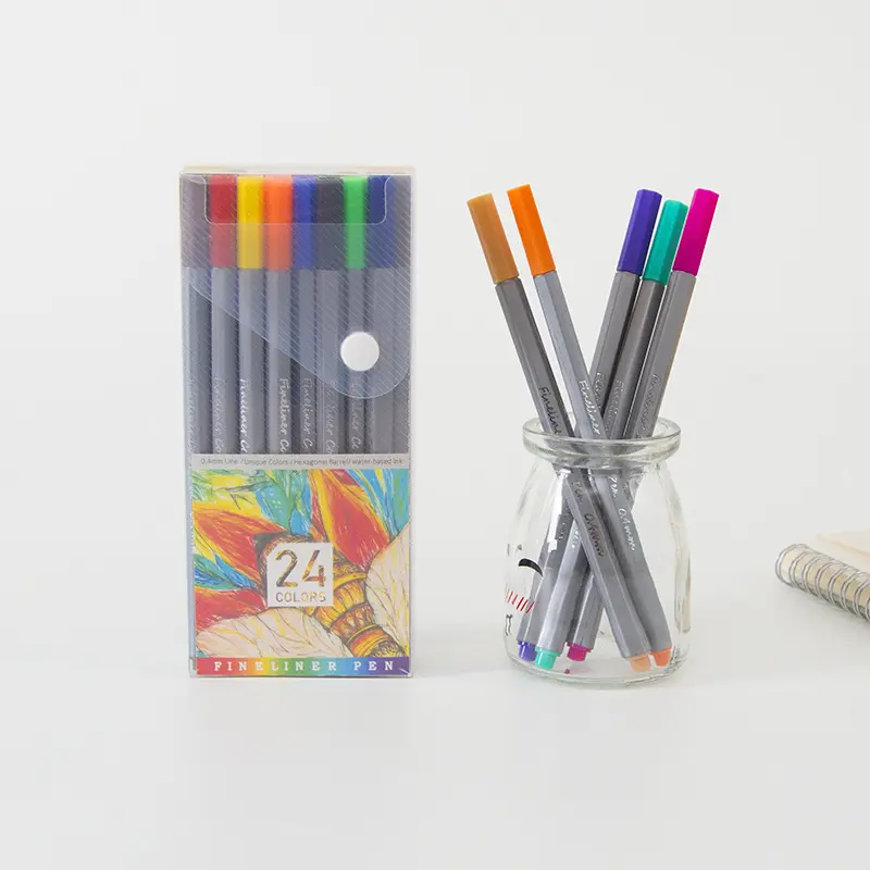 24 Fineliner रंग कलम के साथ रंगीन अल्ट्रा ठीक 0.4mm 24 में व्यक्तिगत रंग सही ड्राइंग और वयस्क टिप्स महसूस किया रंग भरने वाली किताबें