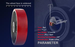 Bộ bánh xe điều khiển CMCL, bánh xe 7 inch x 2 inch có vòng bi, bánh xe xoay đa hướng màu đỏ, kích kéo xe kéo - Product Image 6