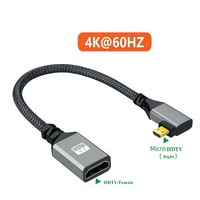 Cable de Extensión Micro HDTV 4K de 90 Grados, Conectores Chapados en Oro, Revestimiento de Nailon, Adaptador para Monitor, Cámara de Computadora y DV